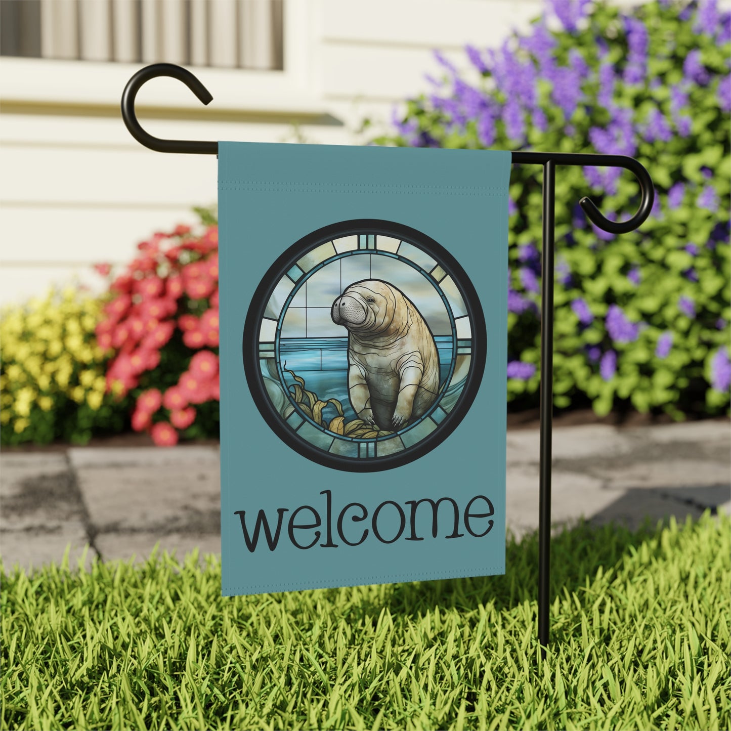 Manatee Welcome 2-sided Garden & House Flag/Banner