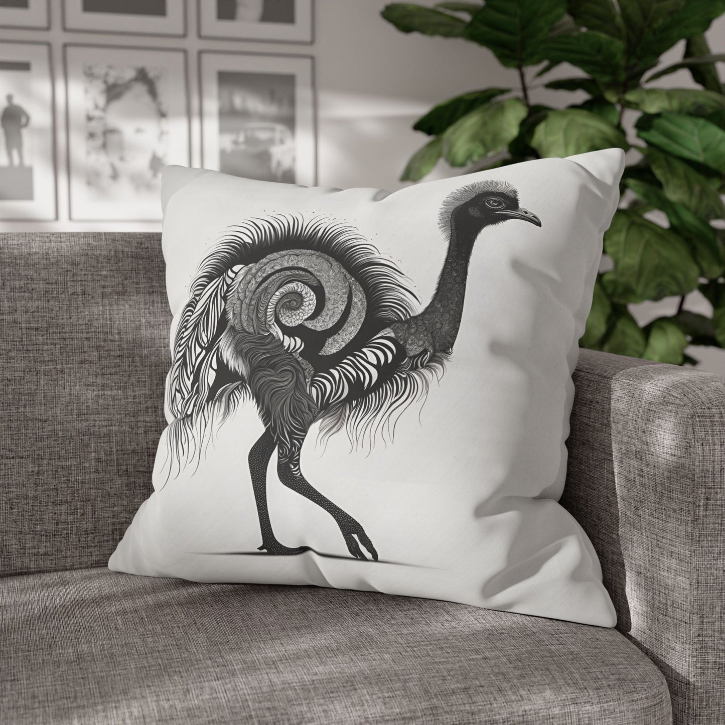 Ostrich Square Poly Canvas Pillowcase