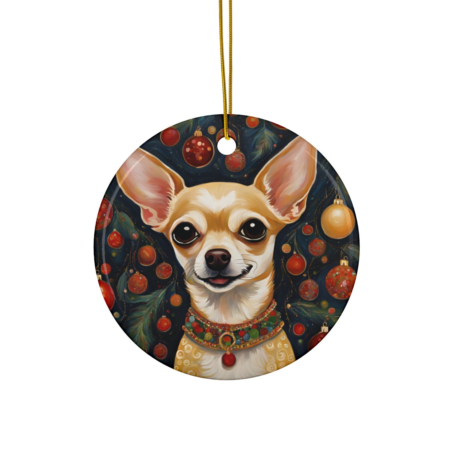 Chihuahua 3" Ceramic Ornaments, 2-Side Print, (1pc, 10pcs)