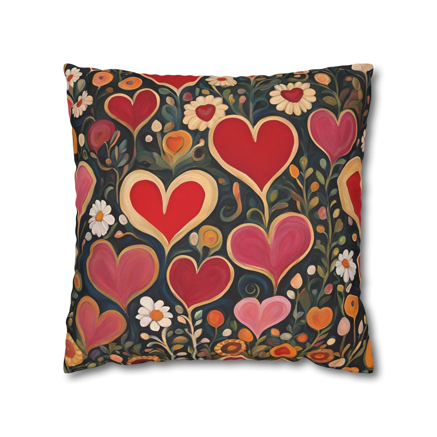 Heart Garden Square Poly Canvas Pillowcase