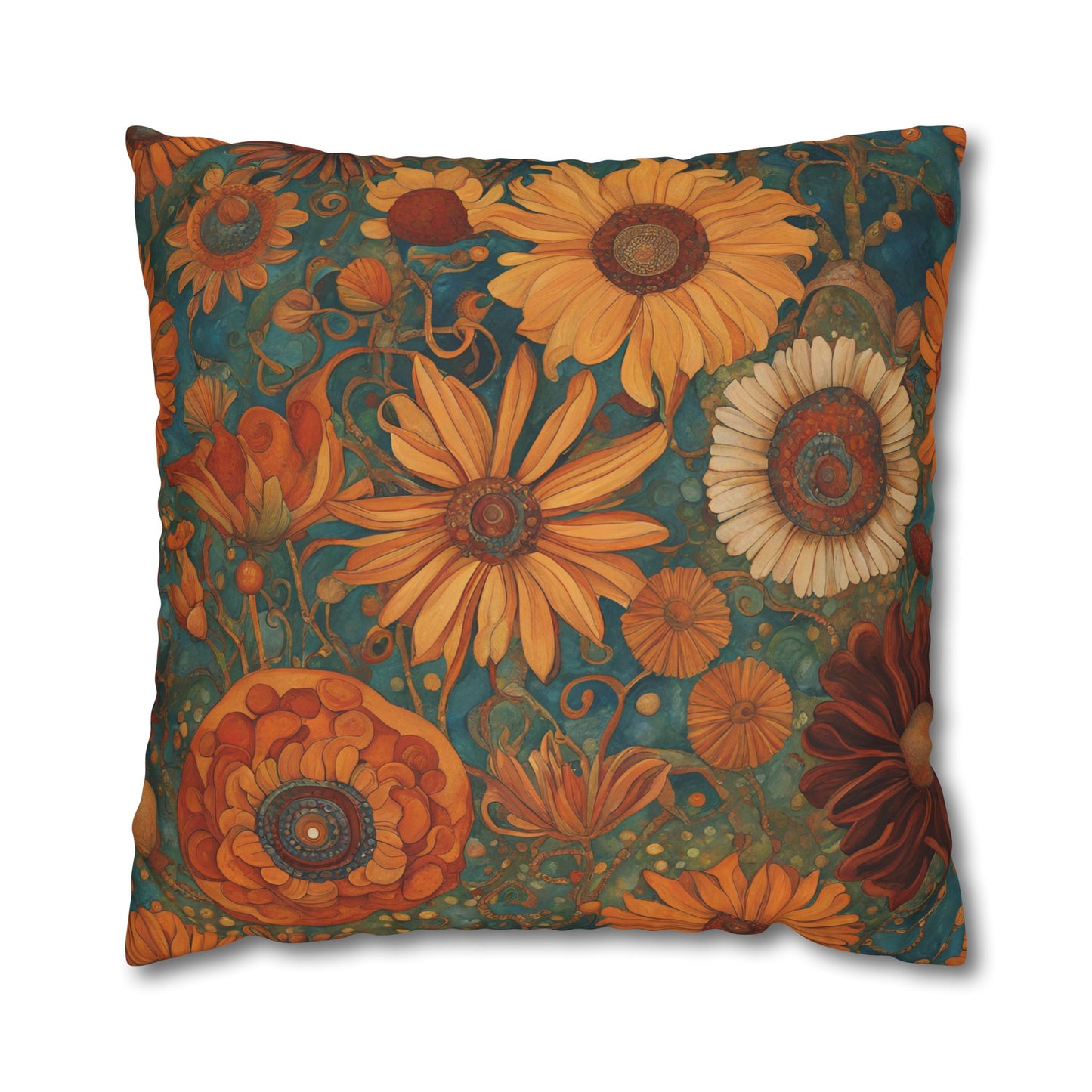 Copperfield Floral Square Poly Canvas Pillowcase