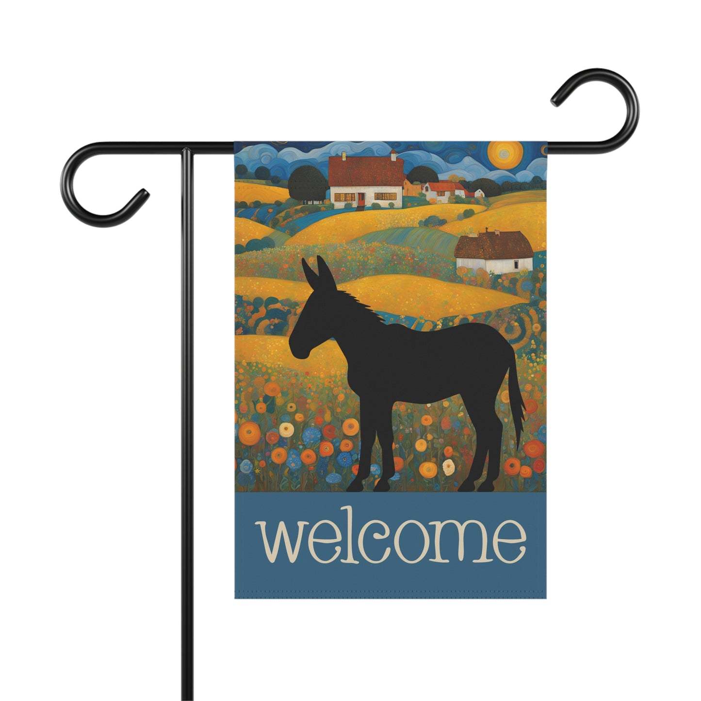 Donkey Silhouette Welcome 2-Sided Garden & House Flag/Banner