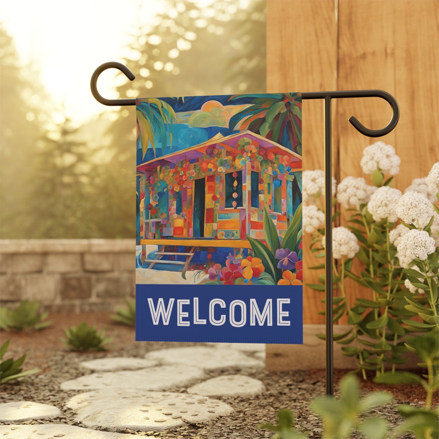 Tropical Hideout Welcome 2-Sided Garden & House Flag/Banner