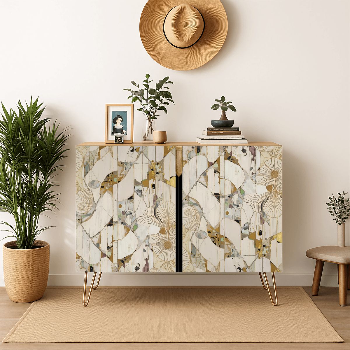 Modern Abstract Wooden Storage Cabinet (Made in USA)