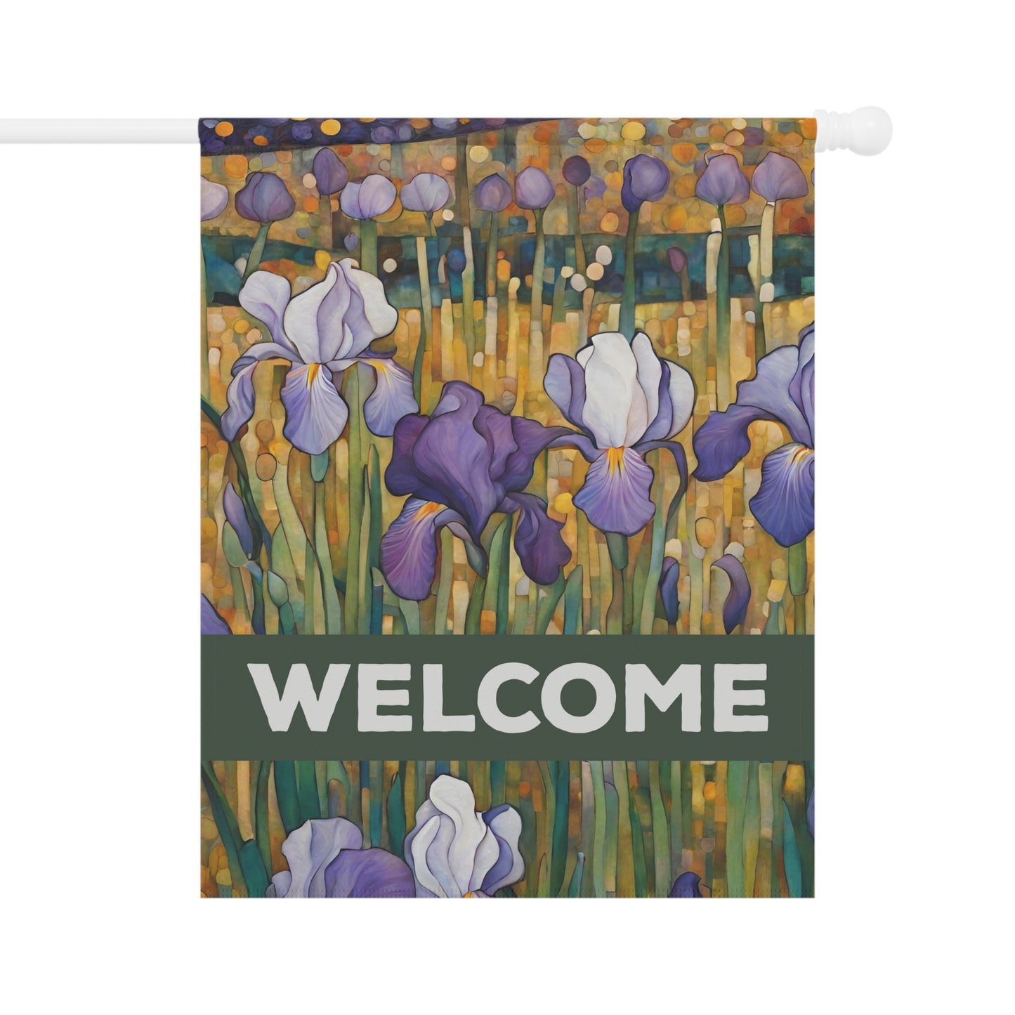 Iris Dreams Welcome 2-Sided Garden & House Flag/Banner