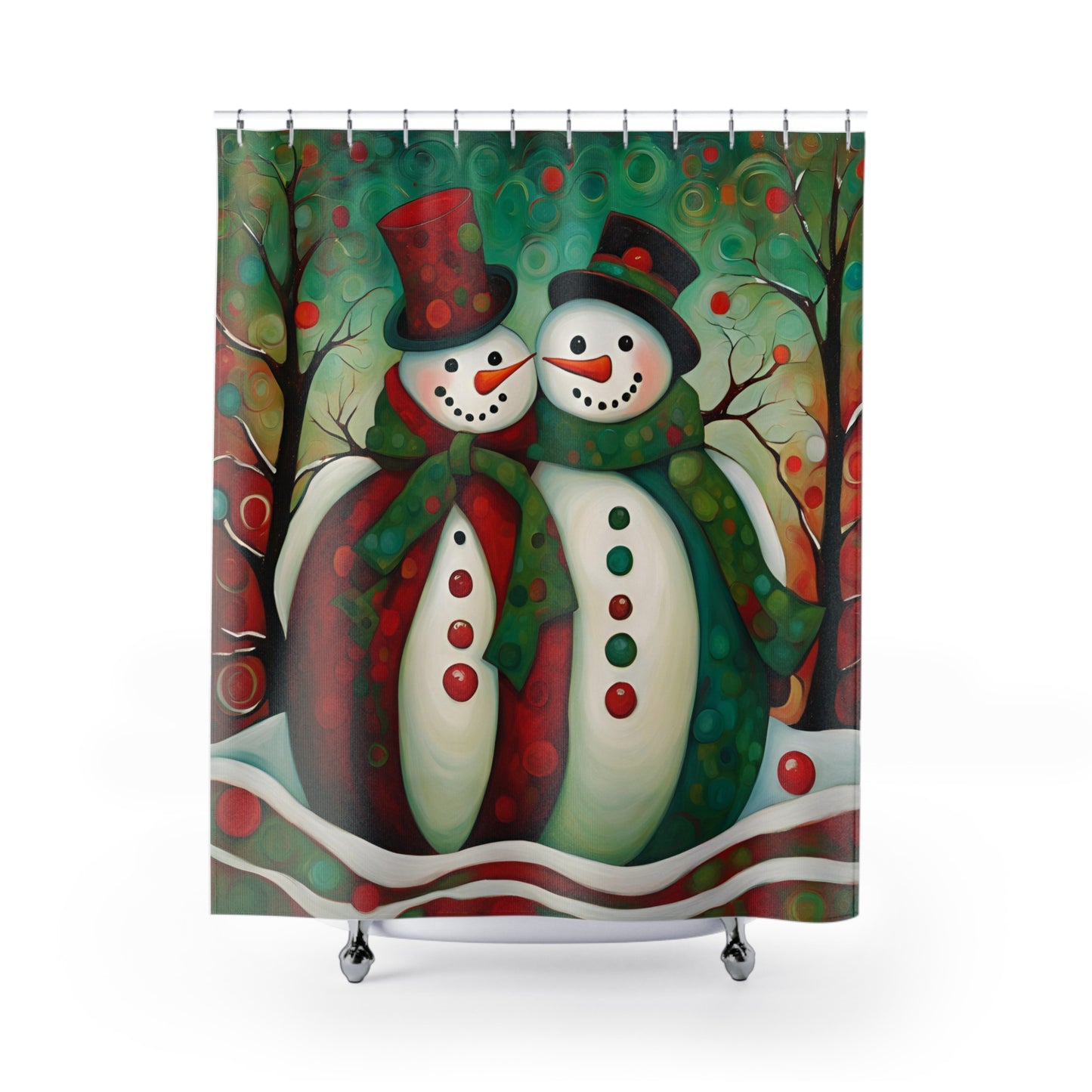 Mr. & Mrs. Snowman Polyester Shower Curtain