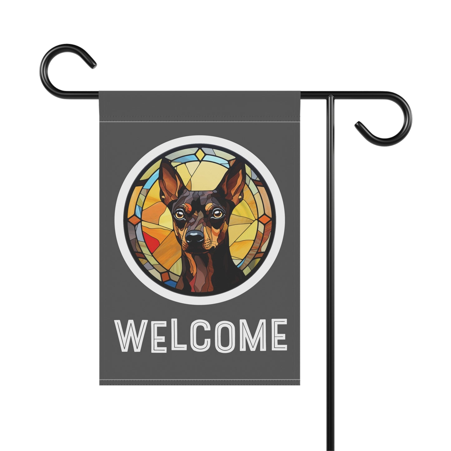 Miniature Pinscher Welcome 2-Sided Garden & House Flag/Banner