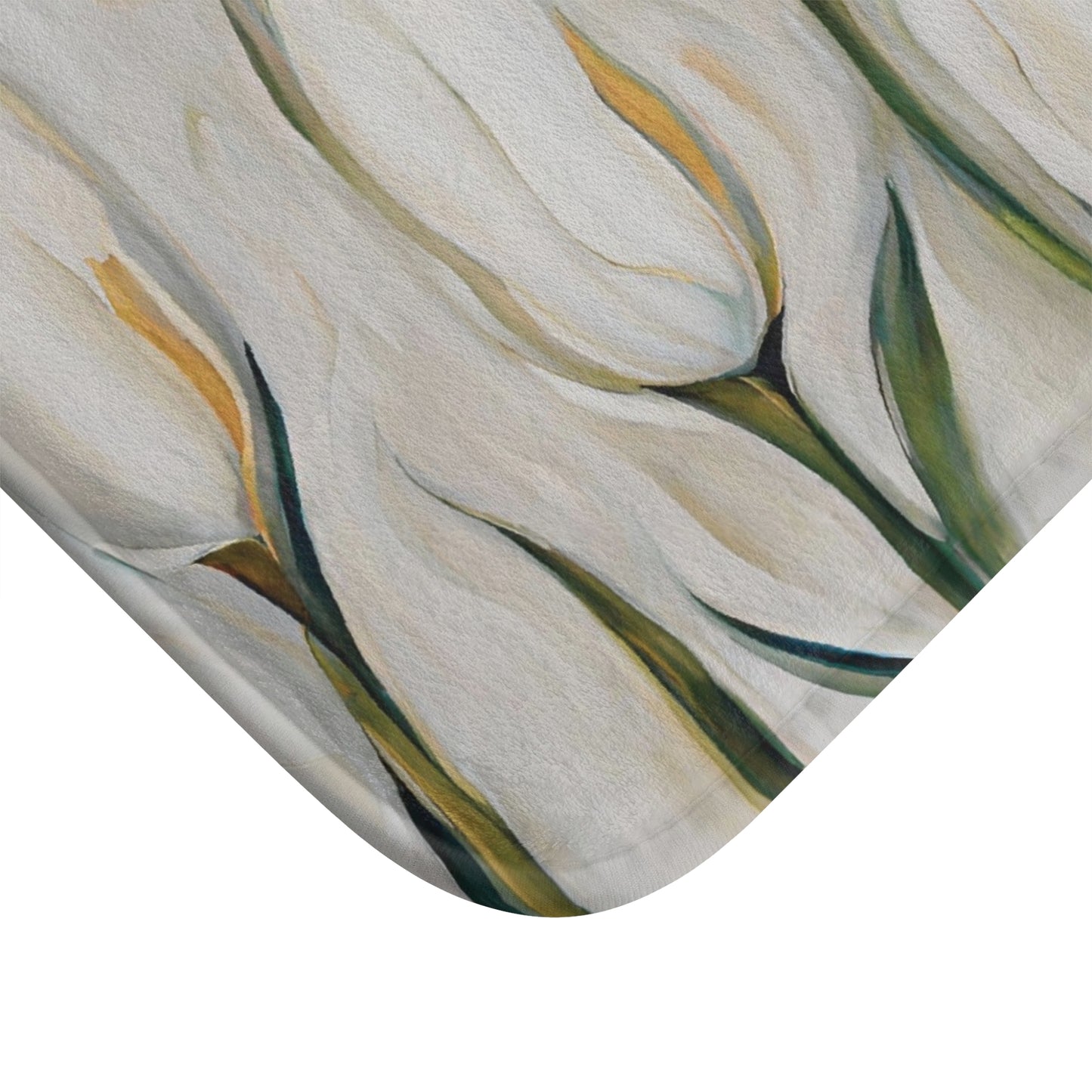 White Tulips Microfiber Bath Mat