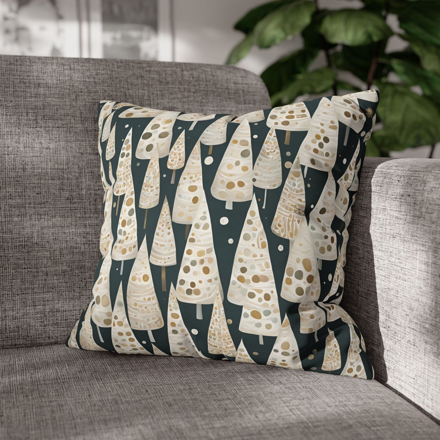 Tree Cones Square Poly Canvas Pillowcase