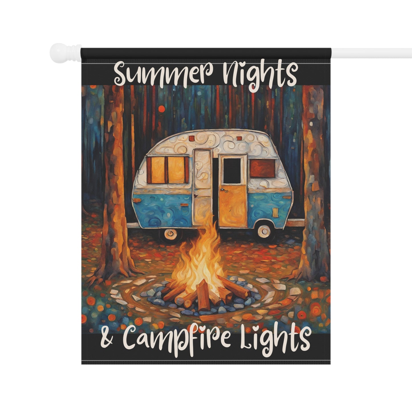 Summer Nights & Campfire Lights 2-Sided Garden & House Flag/Banner