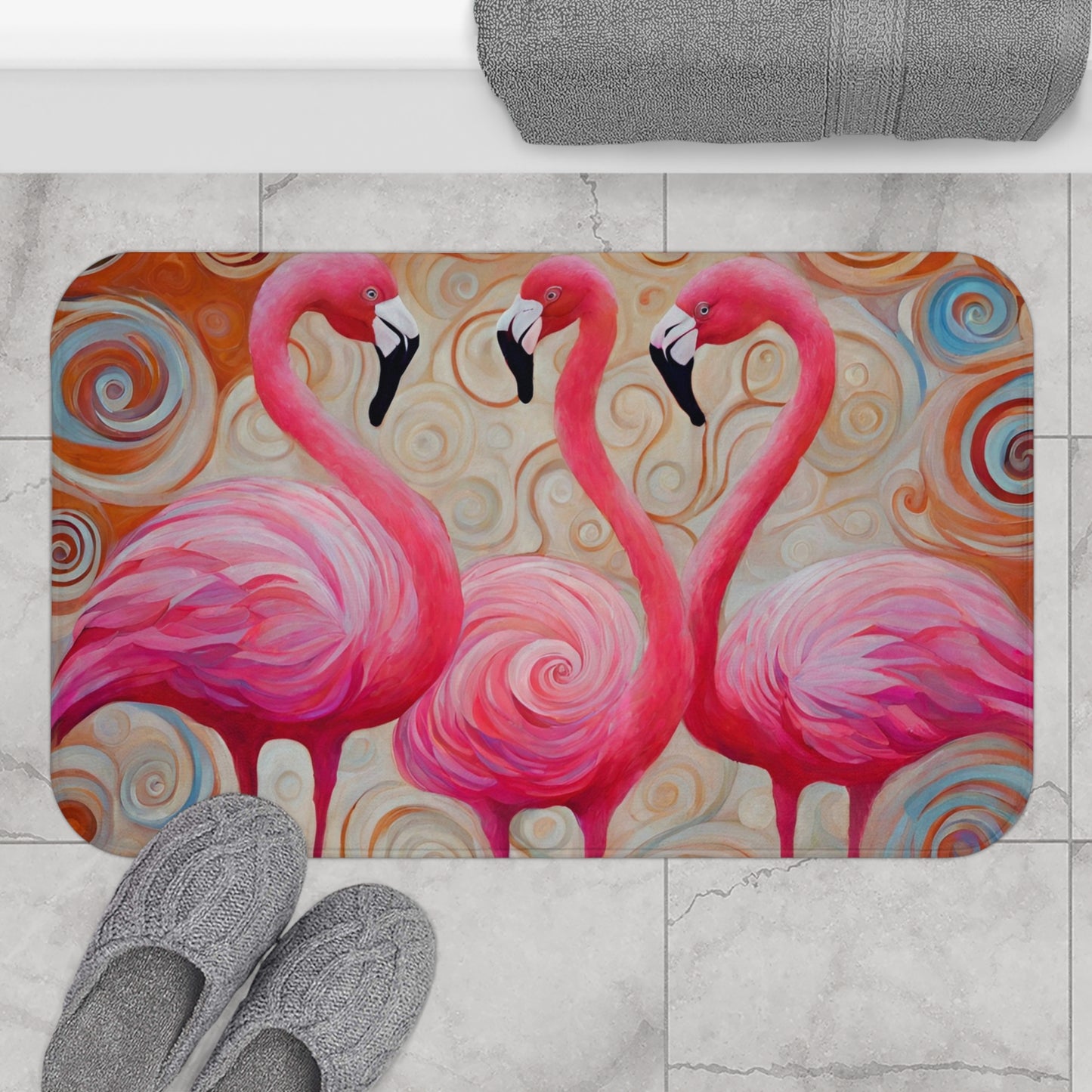 Flamingo Gossip Microfiber Bath Mat