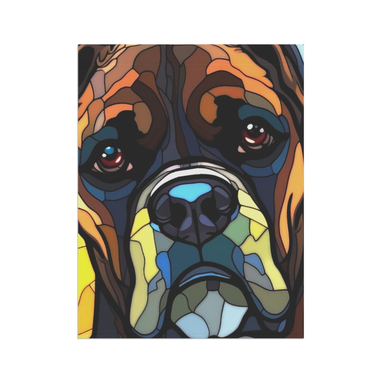Boxer Face Stained Glass Look 2-Sided Garden & House Flag/Banner