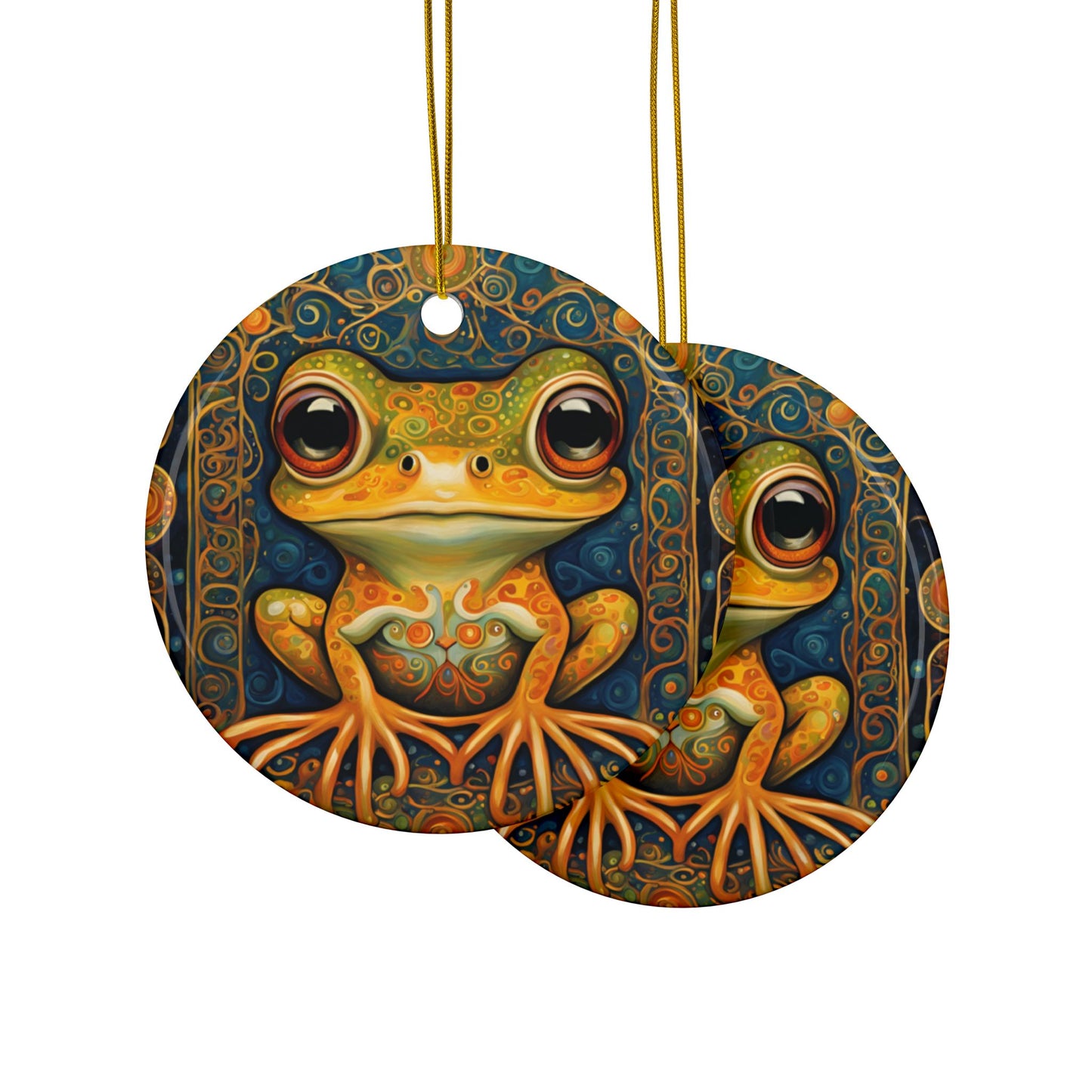 Frog 3" Ceramic Ornaments, 2-Side Print, (1pc, 10pcs)