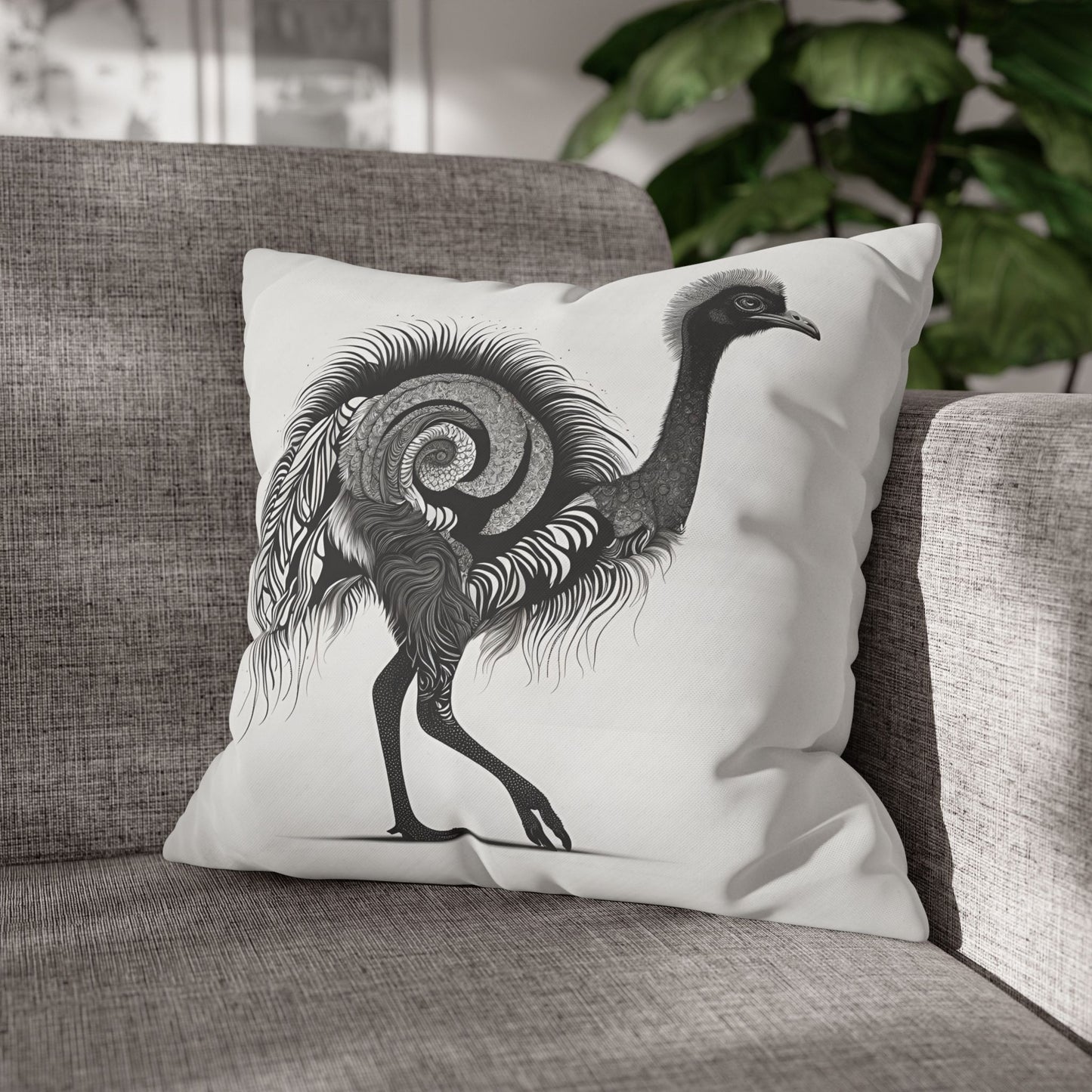 Ostrich Square Poly Canvas Pillowcase