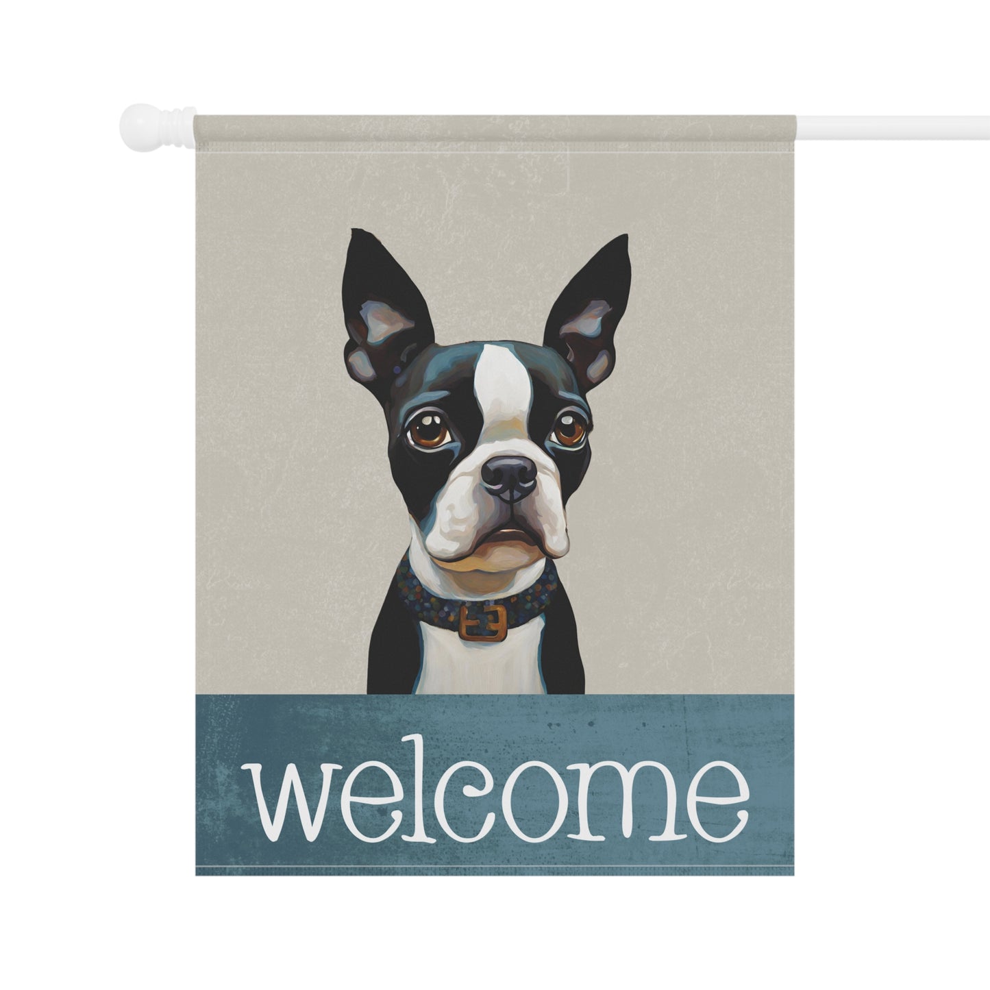 Boston Terrier Welcome 2-Sided Garden & House Flag/Banner