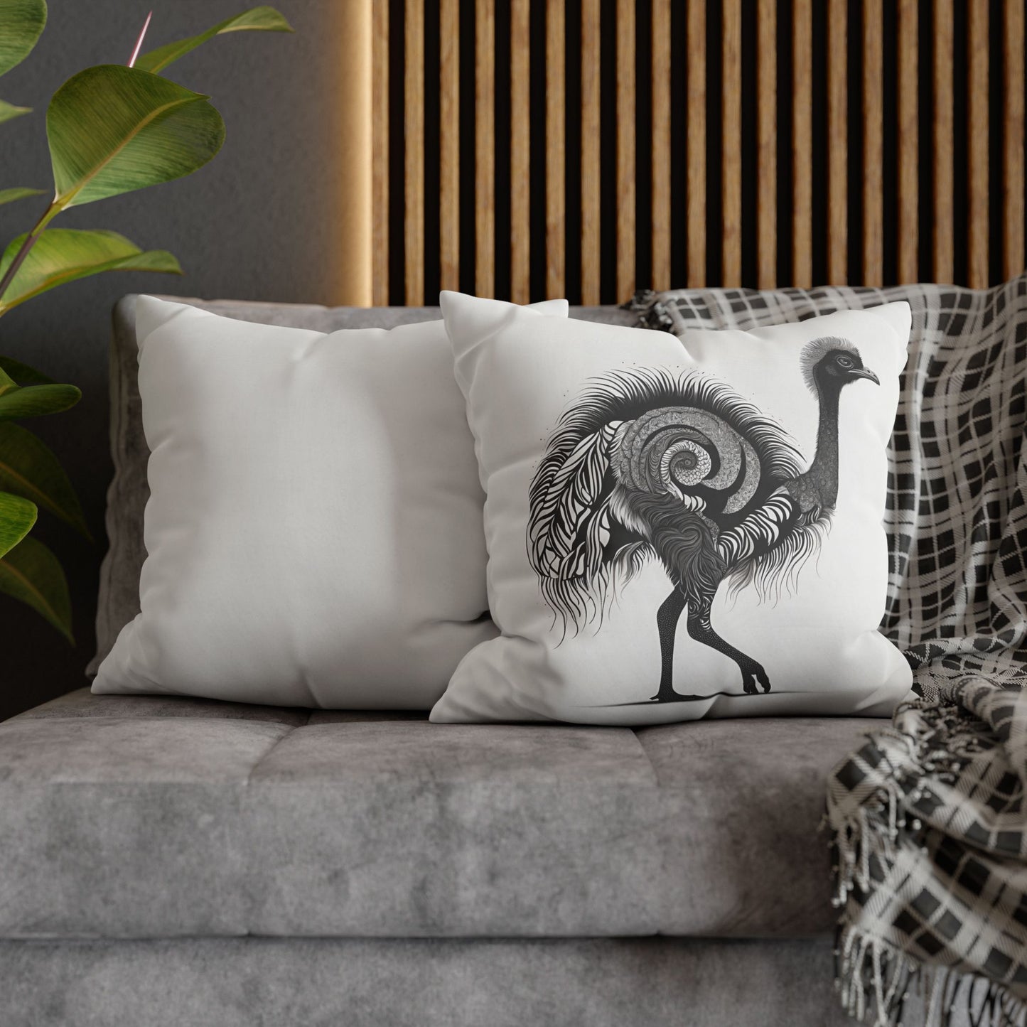 Ostrich Square Poly Canvas Pillowcase