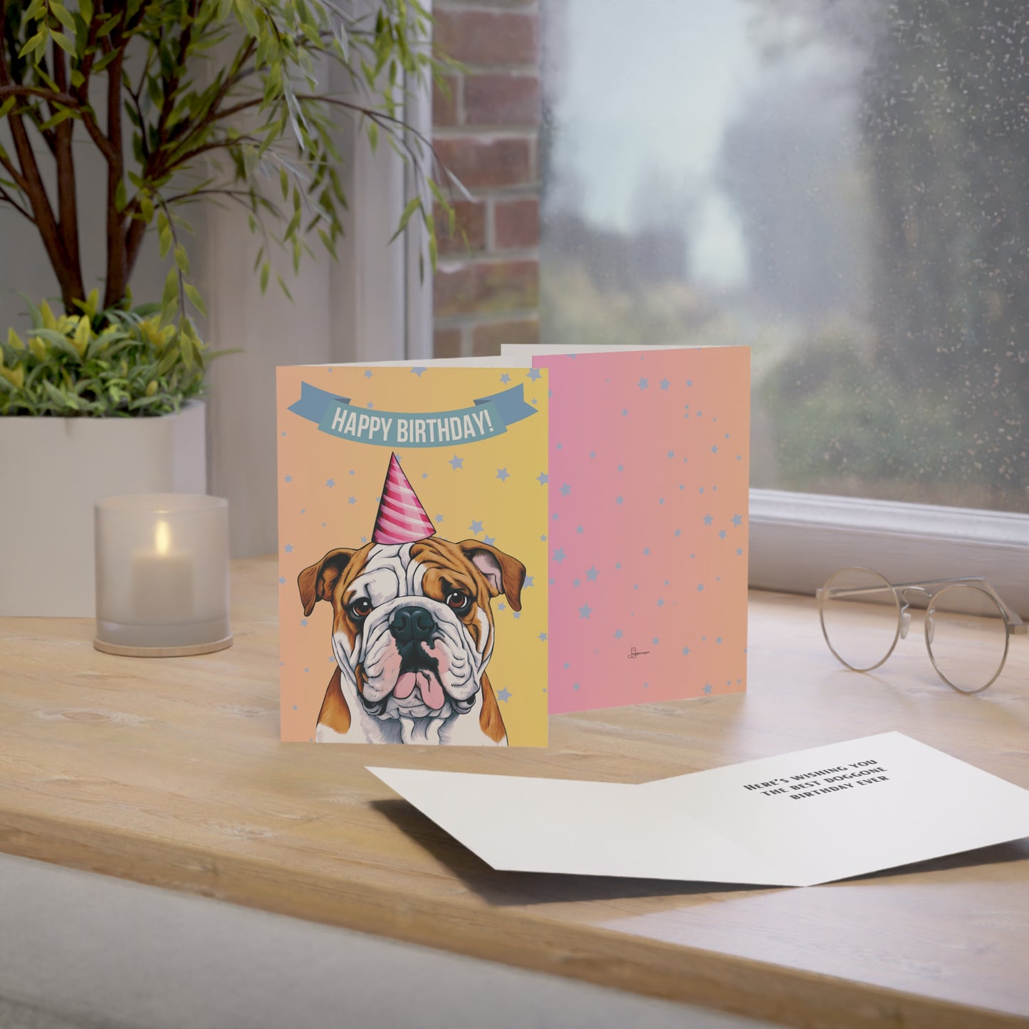 English Bulldog Happy Birthday 5 x 7 Greeting Cards (10 Pack)