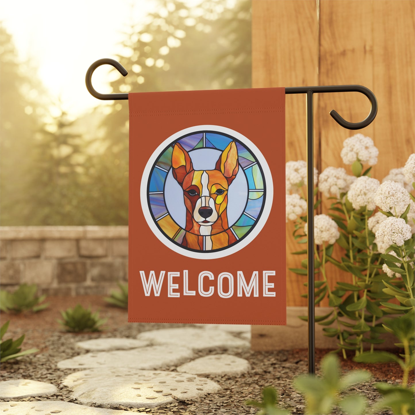 Basenji Welcome 2-Sided Garden & House Flag/Banner