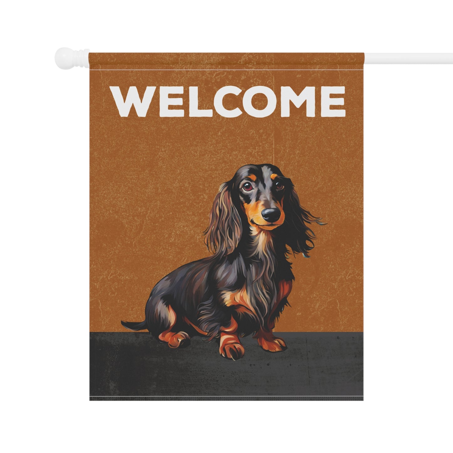 Dachshund (Long Hair) Welcome 2-Sided Garden & House Flag/Banner