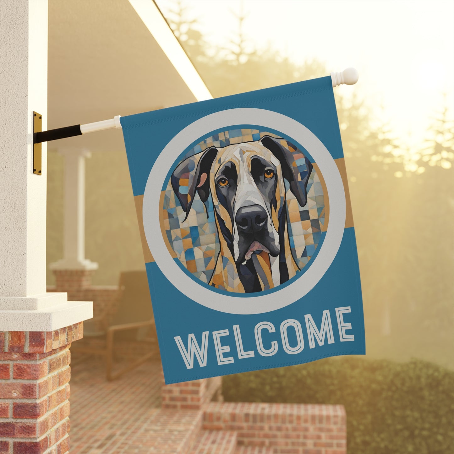 Great Dane Welcome 2-Sided Garden & House Flag/Banner