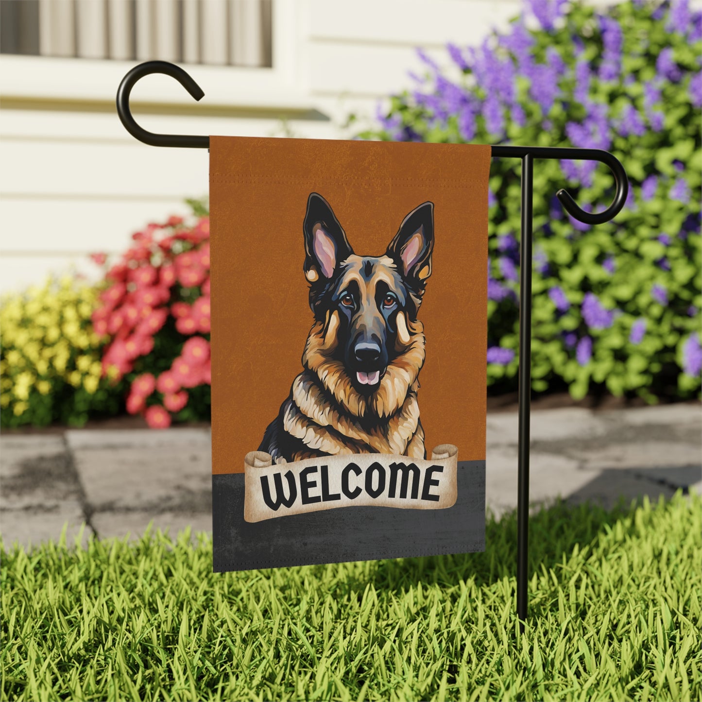 German Shepherd Welcome 2-Sided Garden & House Flag/Banner