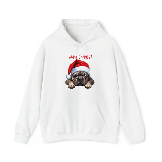 What Cookies? French Bulldog in Santa Hat Unisex Heavy Blend™ Hooded Sweatshirt