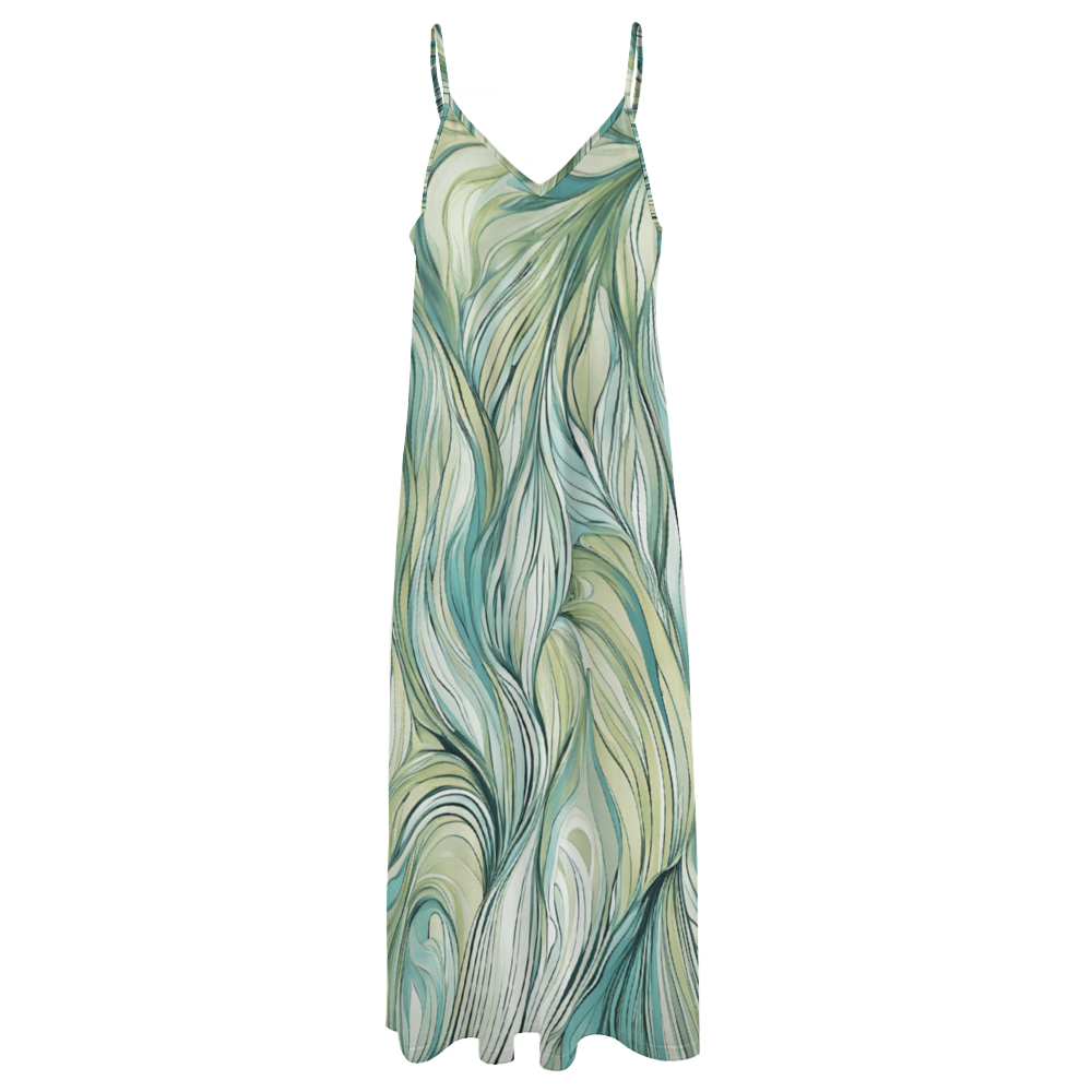 Green Flow Women's Summer Fashion Maxi Slip Dress