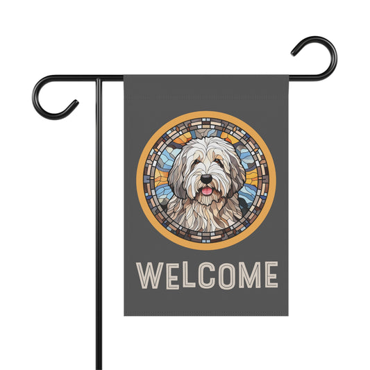 Old English Sheepdog Welcome 2-Sided Garden & House Flag/Banner