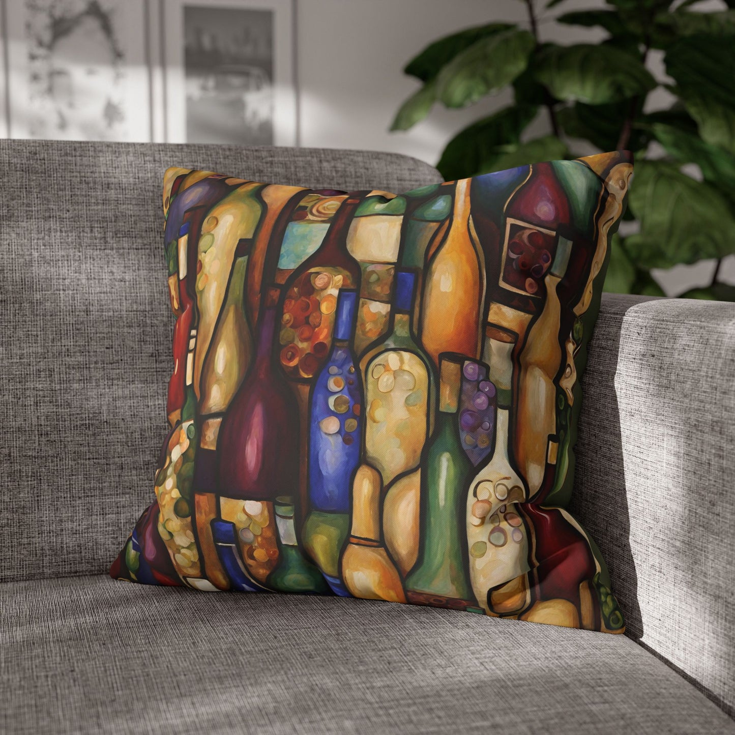 Vino Abstract Square Poly Canvas Pillowcase