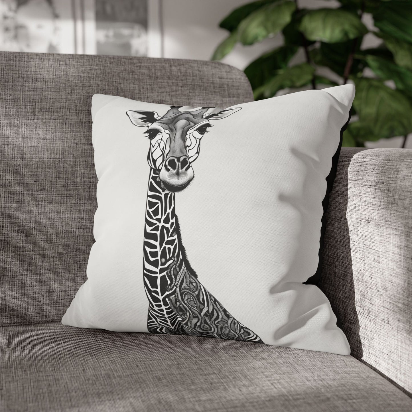 Giraffe Square Poly Canvas Pillowcase