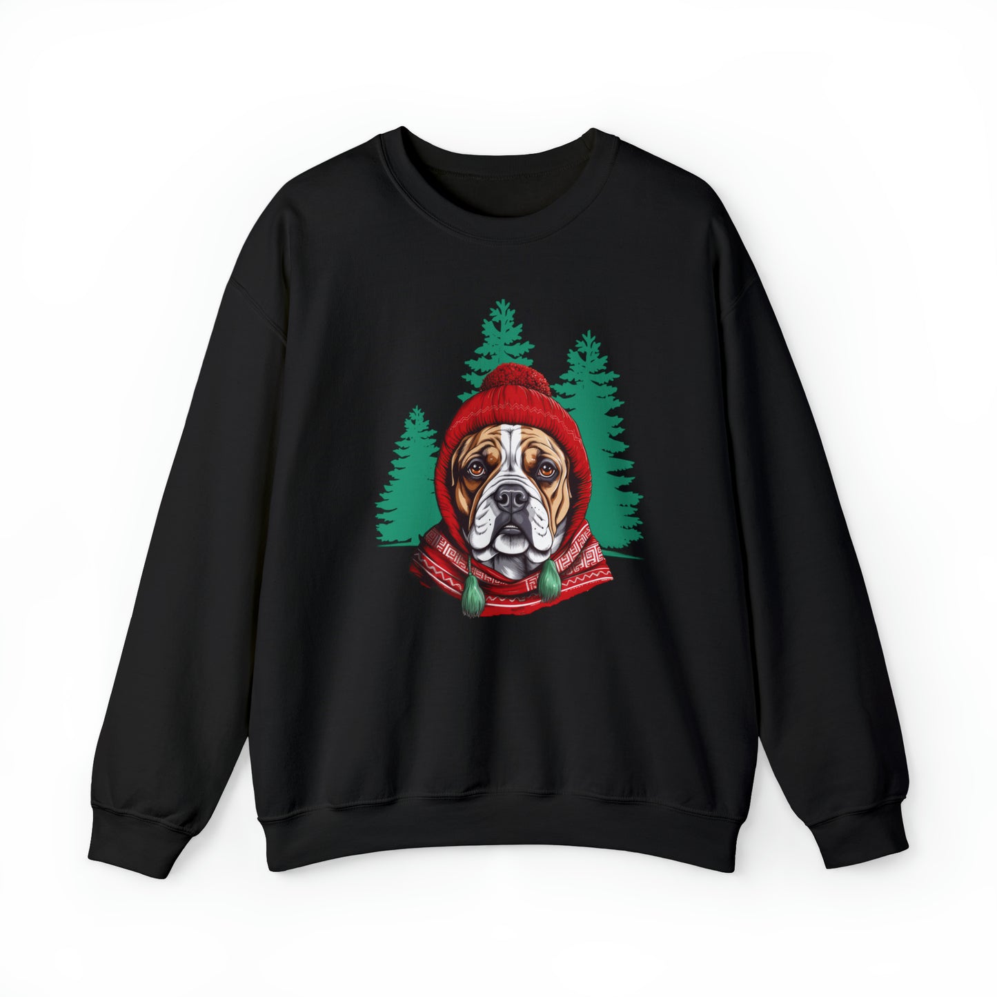 Bulldog in Stocking Hat & Scarf Unisex Heavy Blend™ Crewneck Sweatshirt