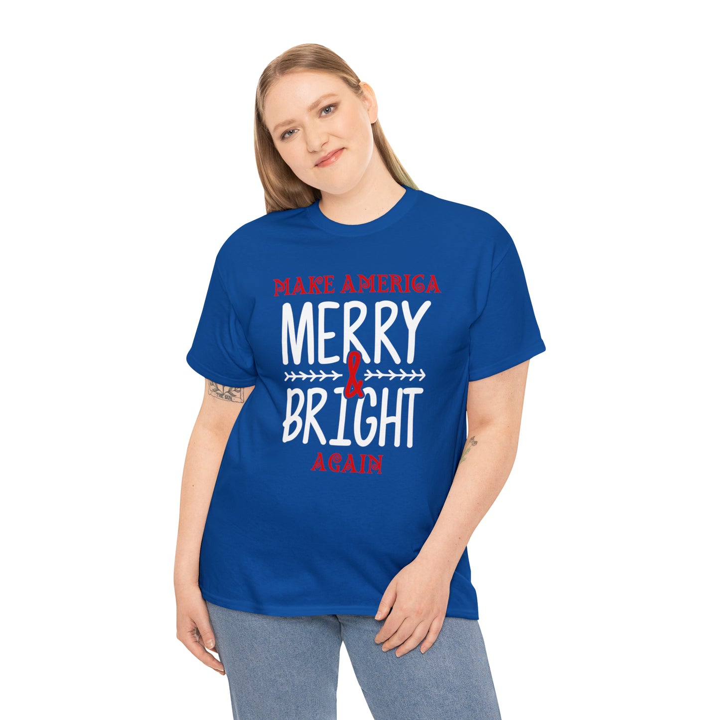 Bold Make America Merry & Bright Again Unisex Heavy Cotton Tee