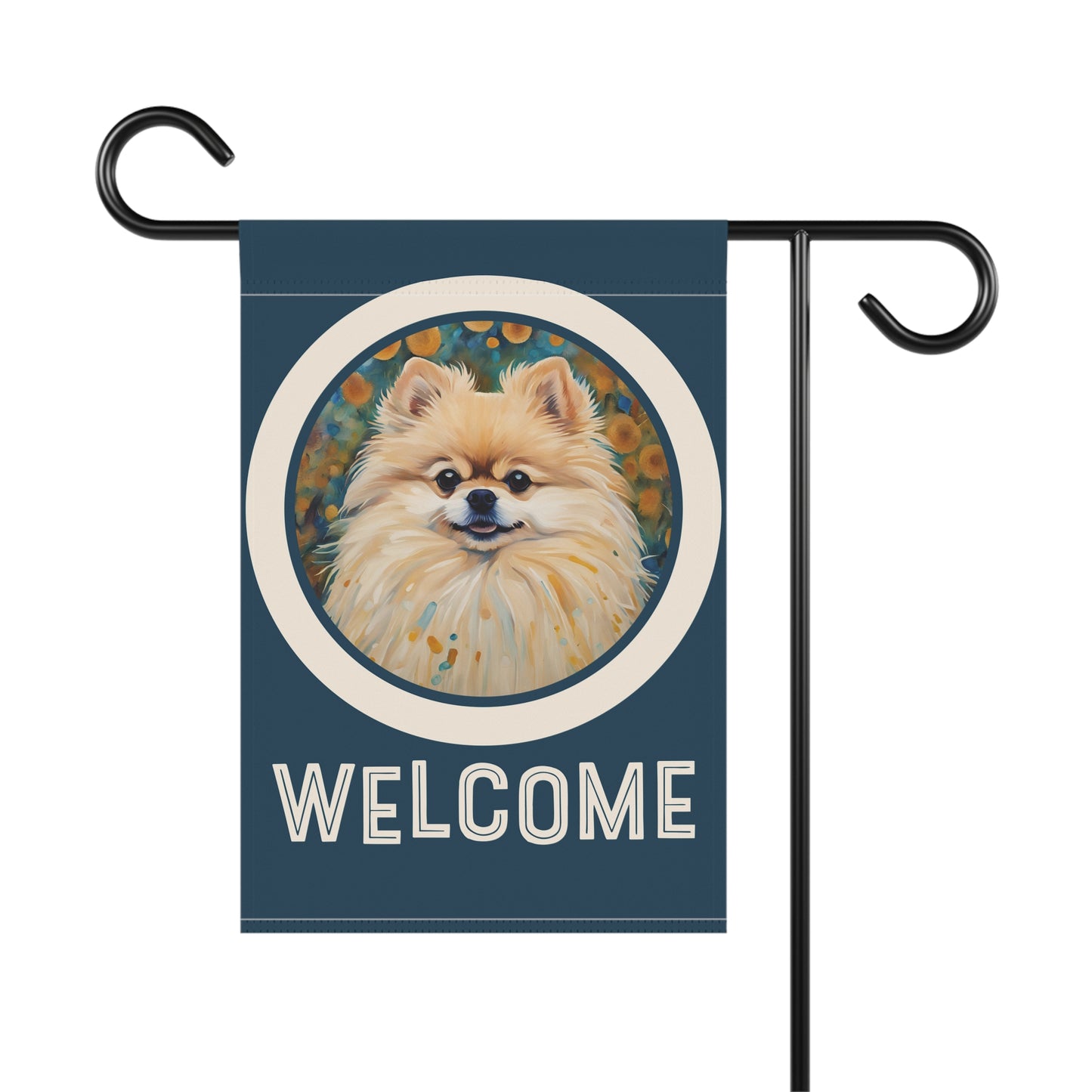 Pomeranian Welcome 2-Sided Garden & House Flag/Banner