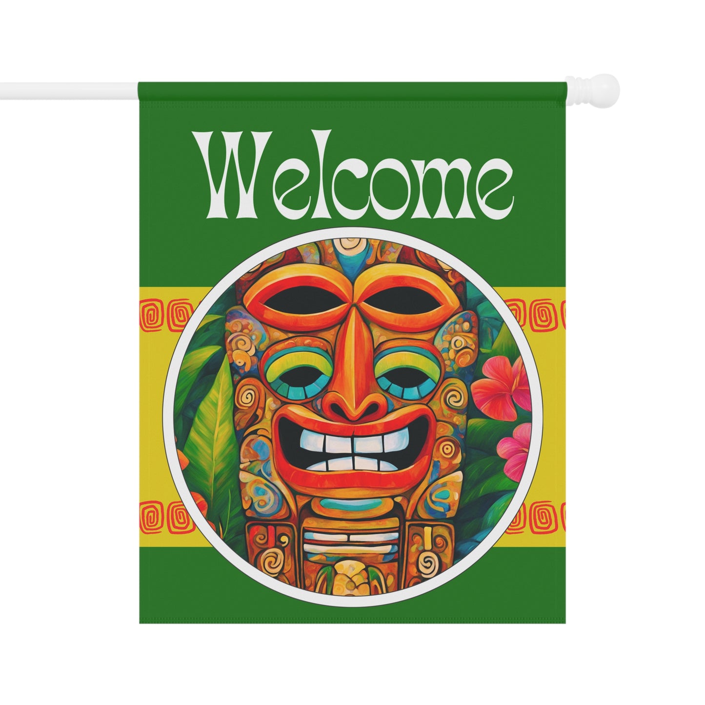 Tiki Sees All Welcome 2-Sided Garden & House Flag/Banner