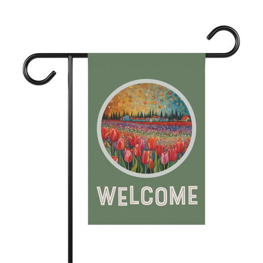 Tulip Farm Welcome 2-Sided Garden & House Flag/Banner