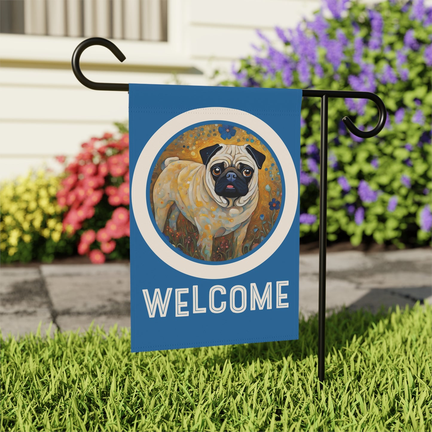 Pug Welcome 2-Sided Garden & House Flag/Banner