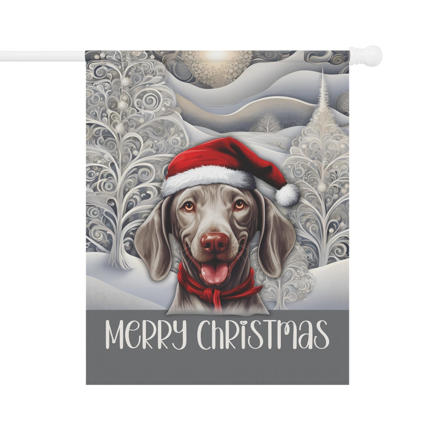 Weimaraner Merry Christmas 2-Sided Garden & House Flag/Banner