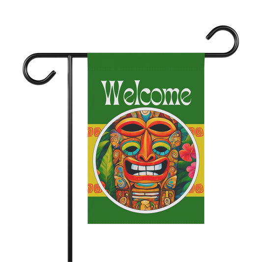 Tiki Sees All Welcome 2-Sided Garden & House Flag/Banner