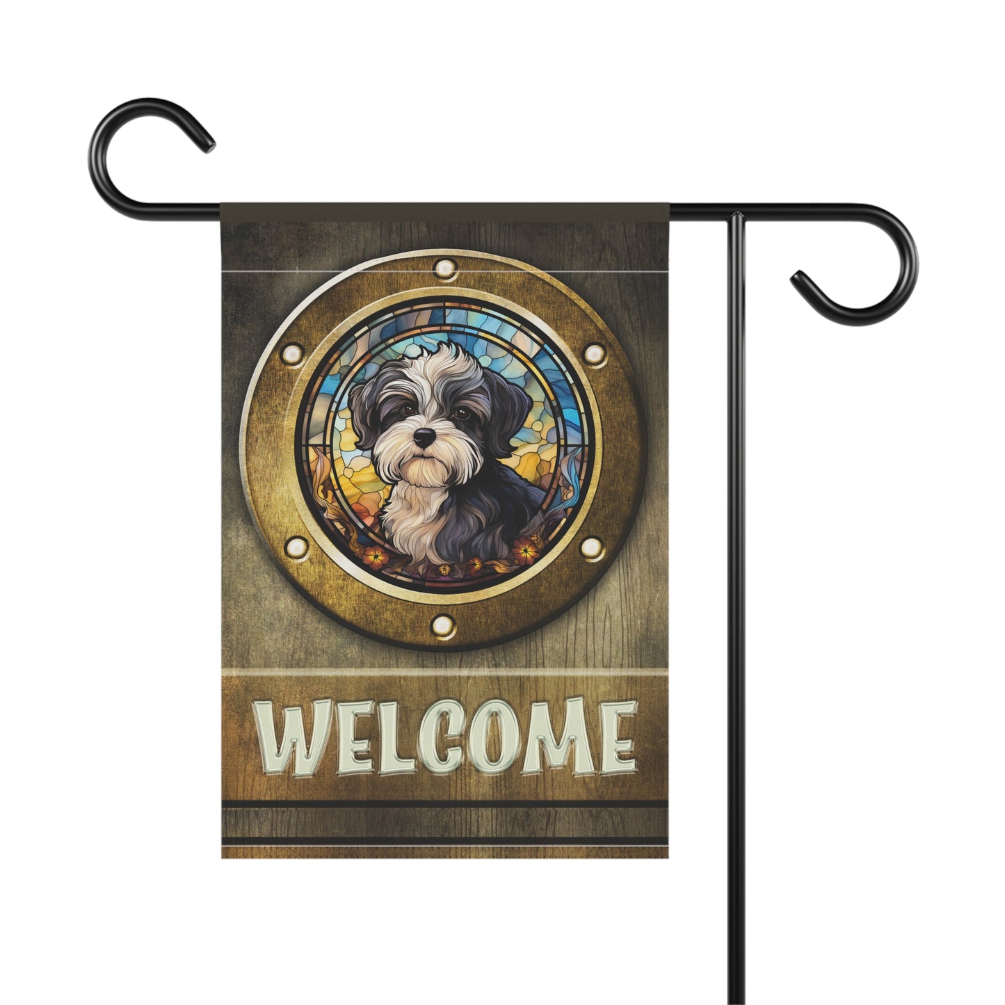 Havanese in Port Hole Welcome 2-Sided Garden & House Flag/Banner