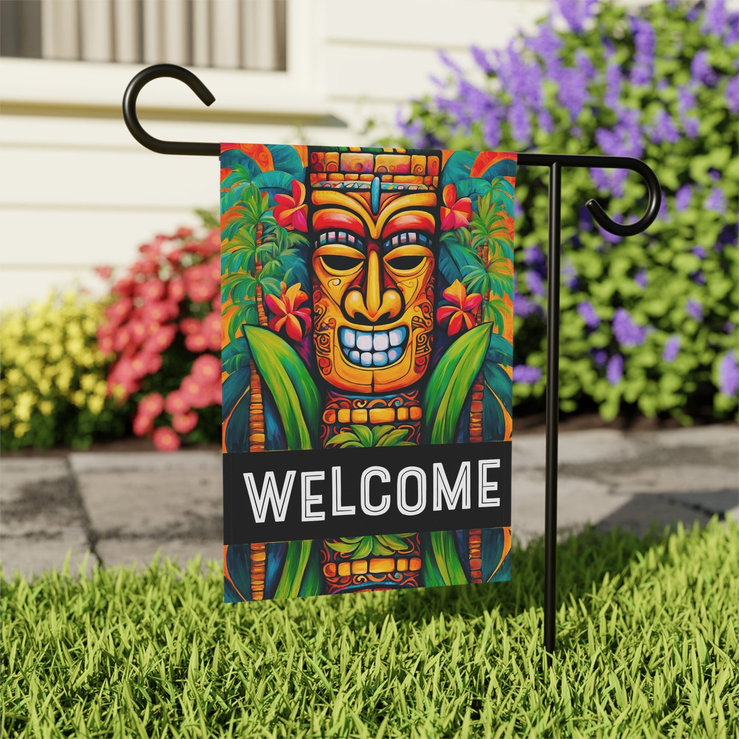 Tiki Tom Welcome 2-Sided Garden & House Flag/Banner