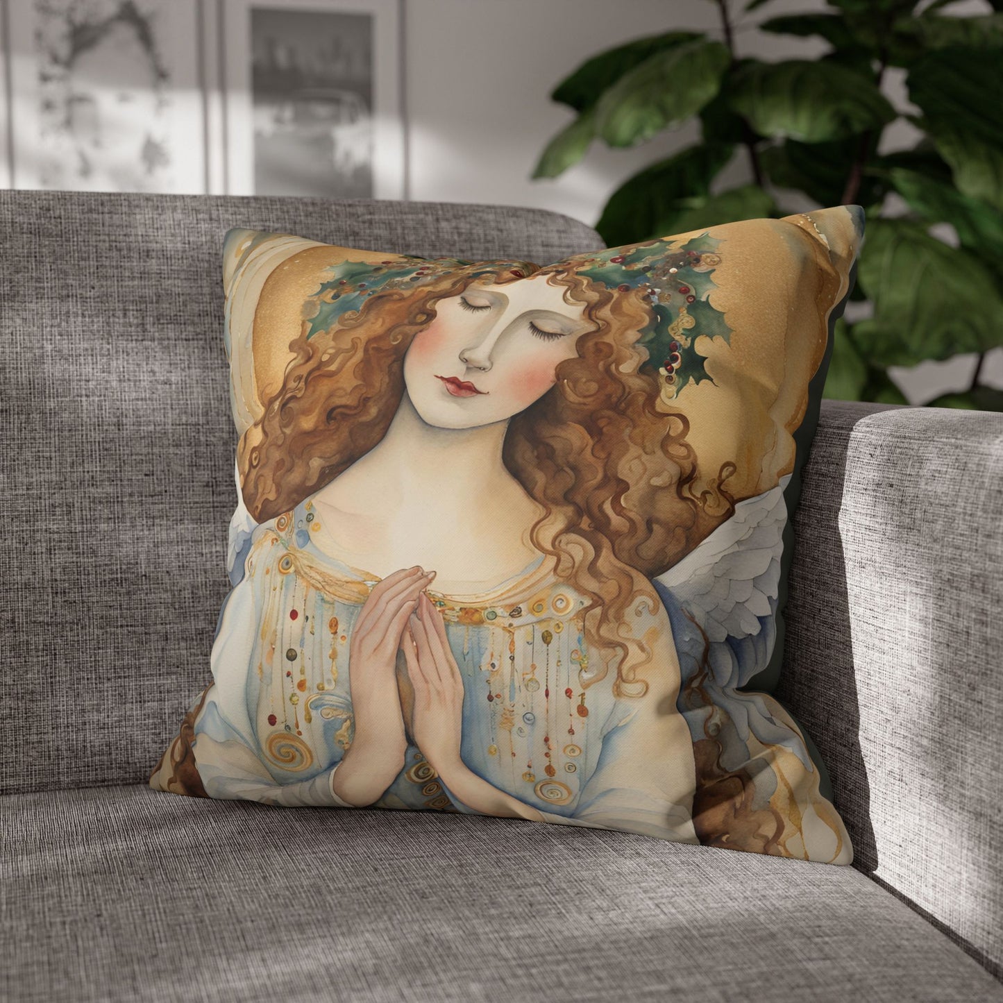 Guardian Angel Square Poly Canvas Pillowcase