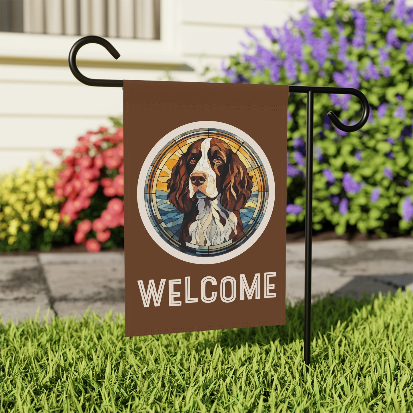 English Springer Spaniel Welcome 2-Sided Garden & House Flag/Banner