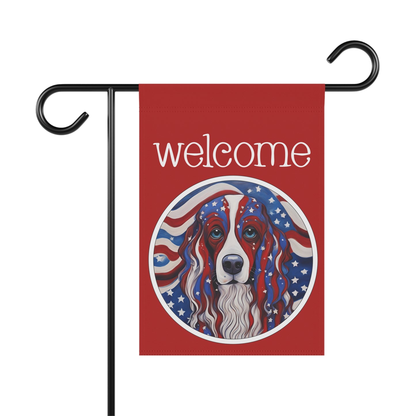 Patriotic Dog Welcome 2-Sided Garden & House Flag/Banner