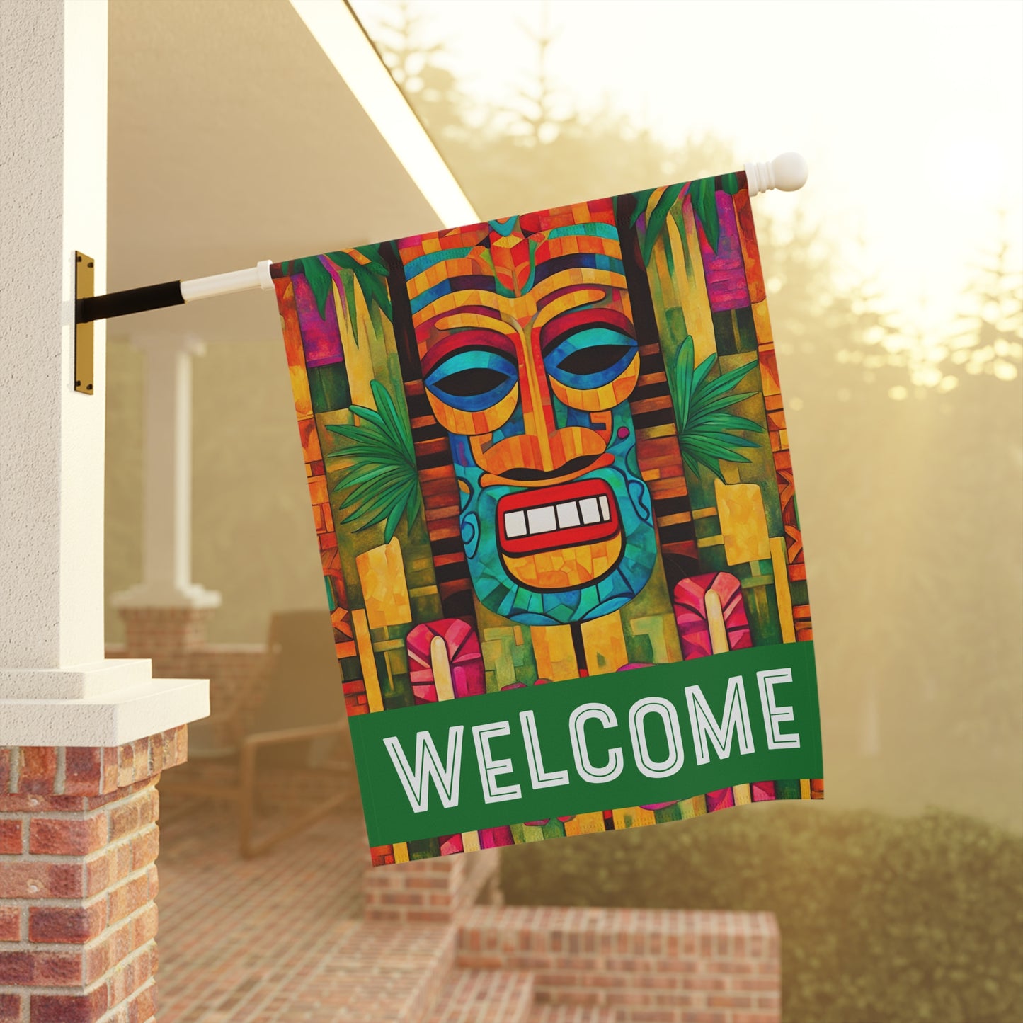 Tiki Burt Welcome 2-Sided Garden & House Flag/Banner