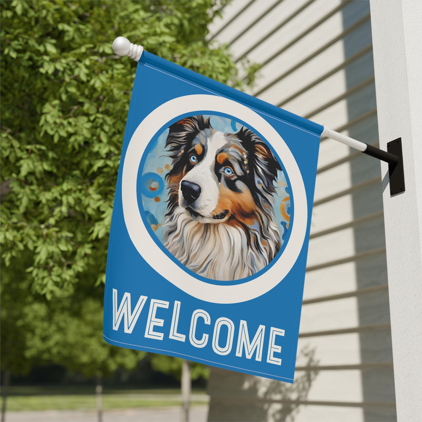 Australian Shepherd Welcome 2-Sided Garden & House Flag/Banner