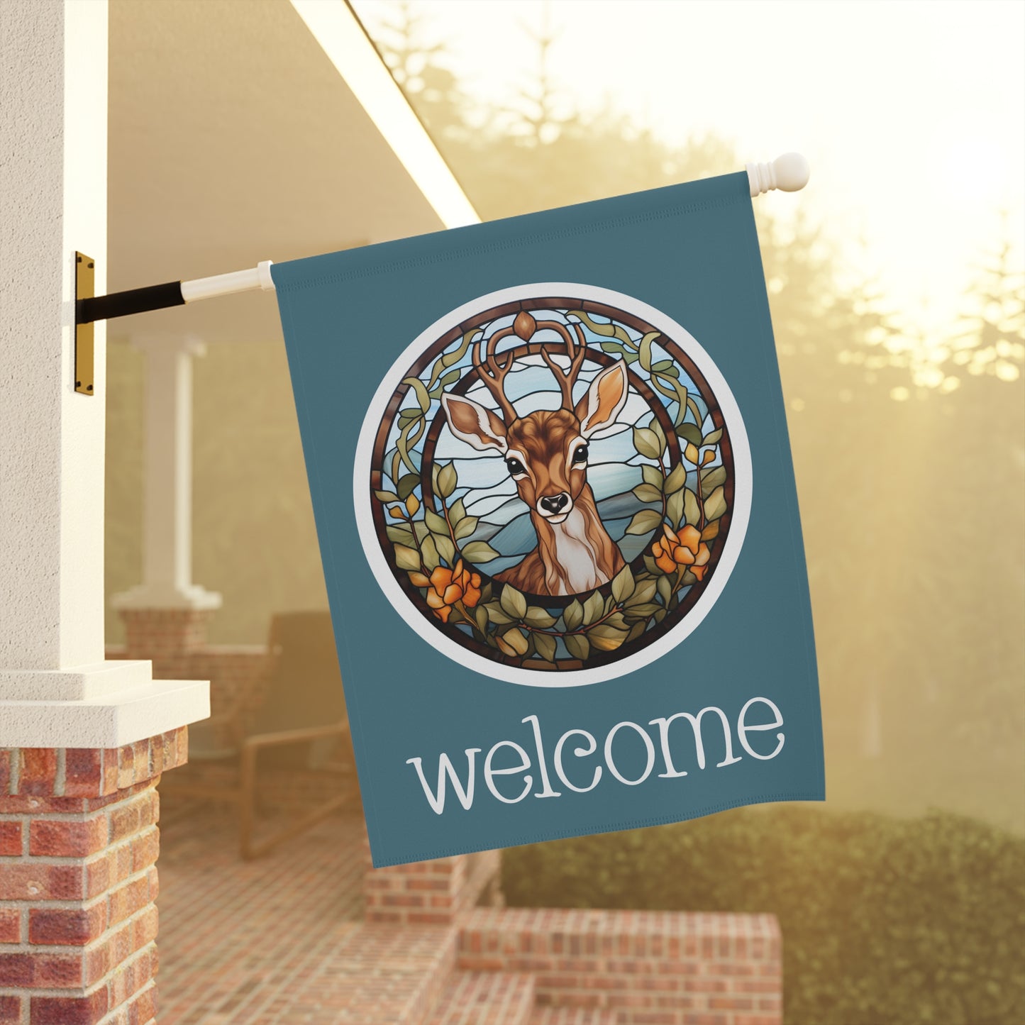 Fawn Welcome 2-Siuded Garden & House Flag/Banner