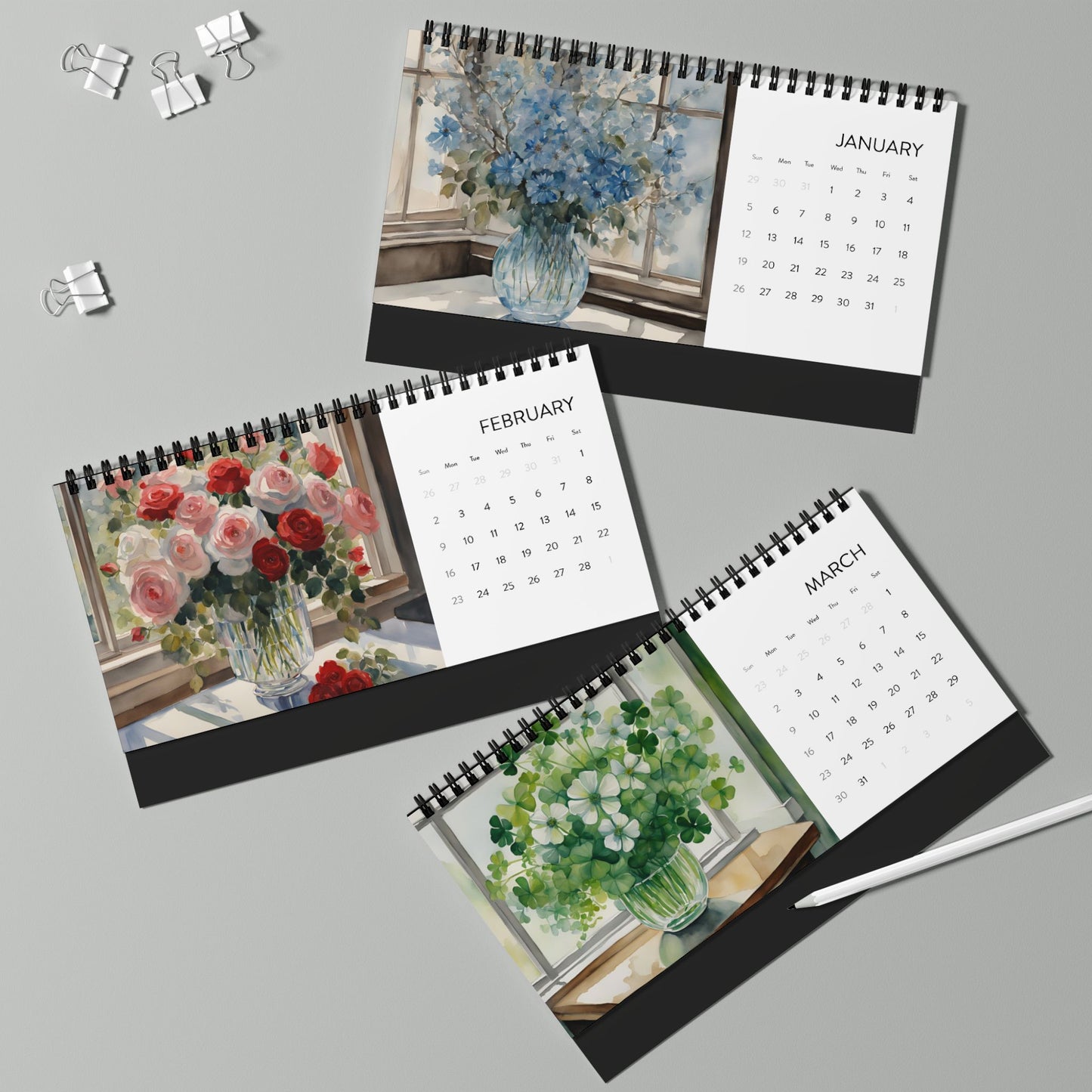 Crystal Vase Bouquets 2025 Desktop Calendar