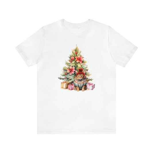 Best Present Cat Under the Tree Christmas Unisex Jersey Short Sleeve Tee