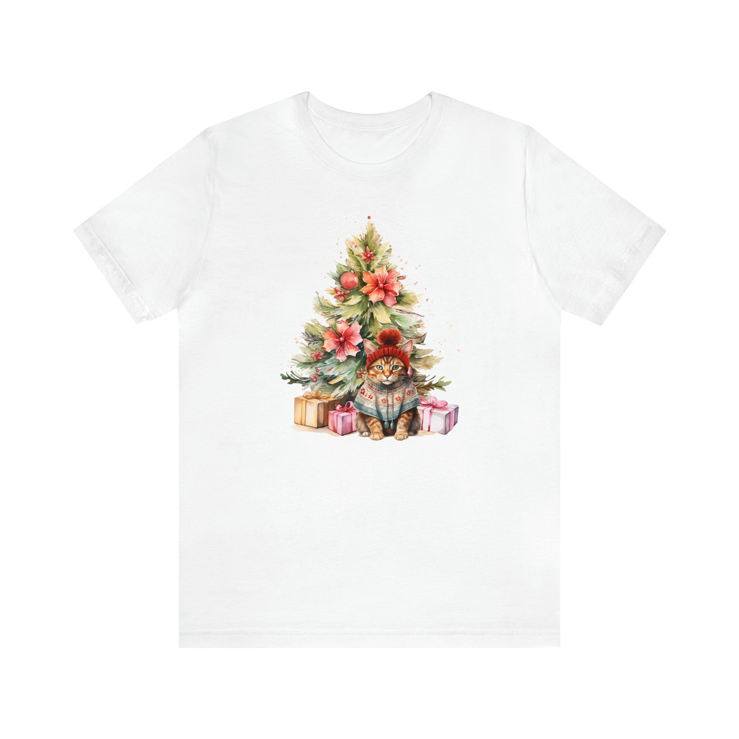 Best Present Cat Under the Tree Christmas Unisex Jersey Short Sleeve Tee