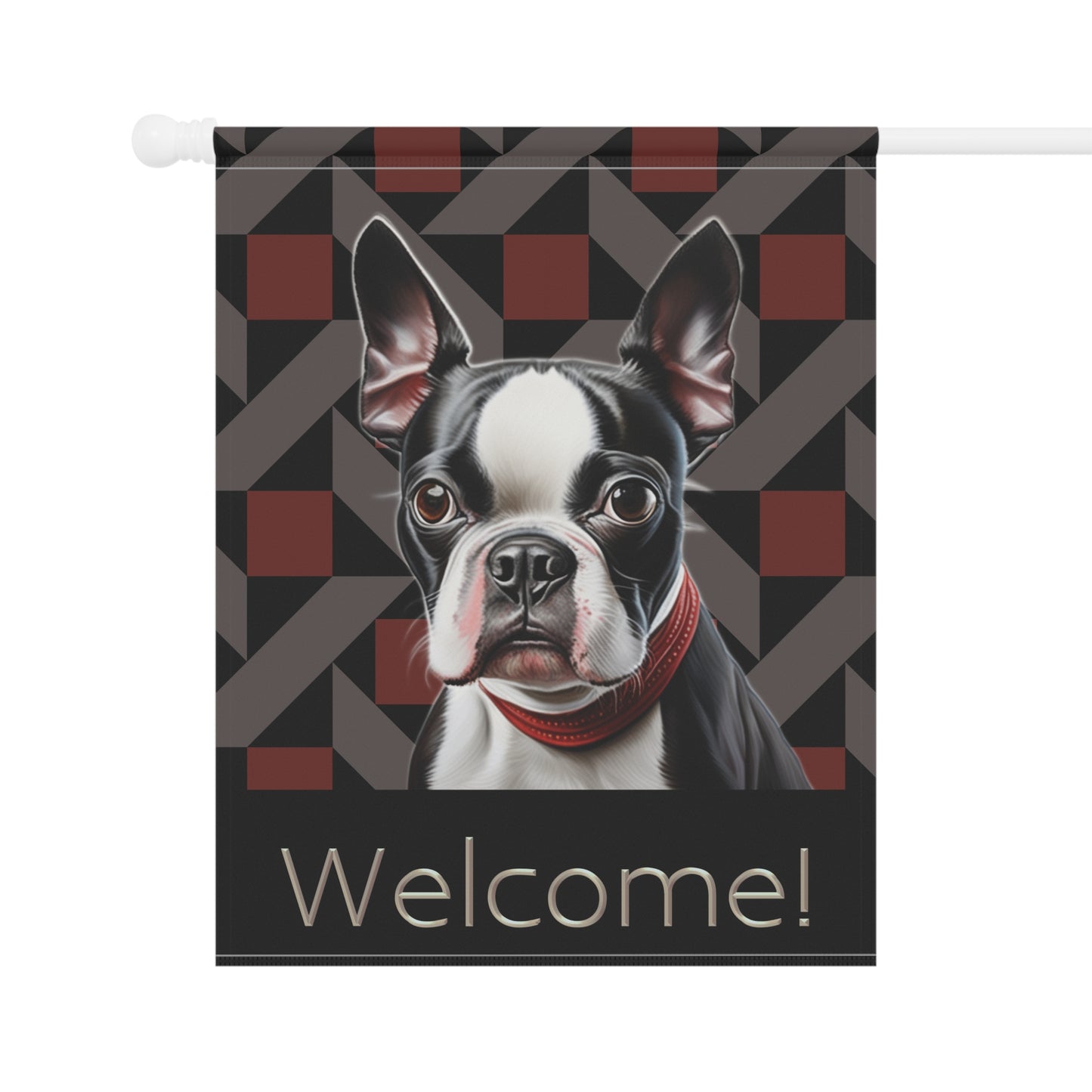 Boston Terrier Welcome 2-Sided Garden & House Flag/Banner